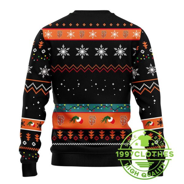 San Francisco Giants 12 Grinch Xmas Day Ugly Christmas Sweater, San Francisco Giants Ugly Sweater, MLB Christmas Sweater