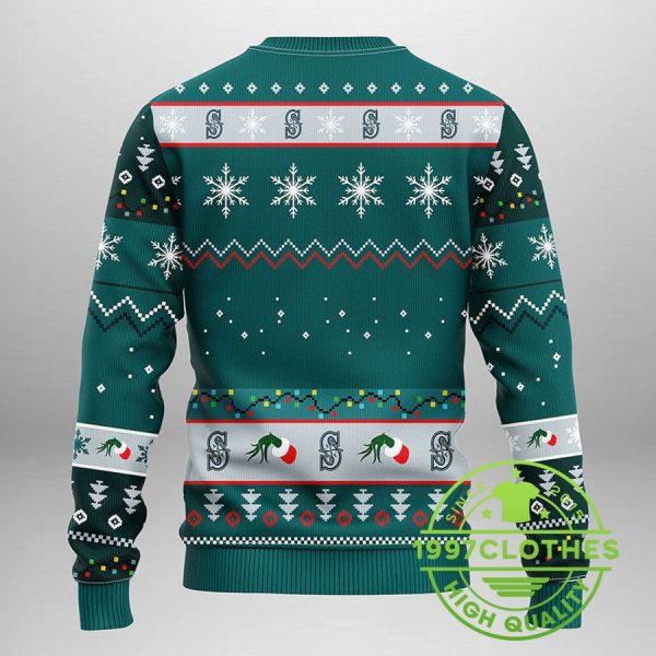 Seattle Mariners Grinch Ugly Christmas Sweater, Seattle Mariners Ugly Sweater, MLB Christmas Sweater