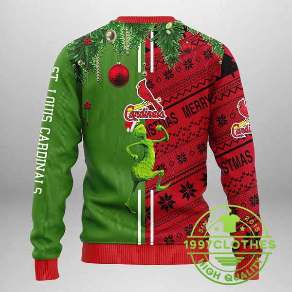 St. Louis Cardinals Grinch & Scooby-doo Ugly Christmas Sweater, St. Louis Cardinals Ugly Sweater, MLB Christmas Sweater