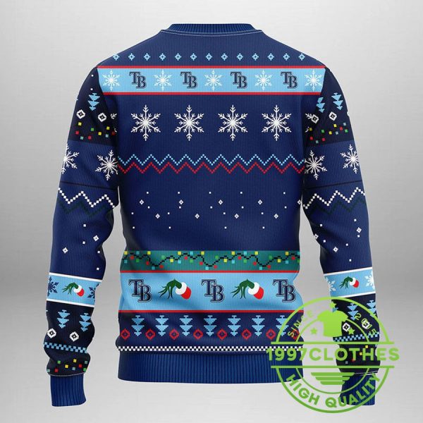 Tampa Bay Rays Grinch Ugly Christmas Sweater, Tampa Bay Rays Ugly Sweater, MLB Christmas Sweater