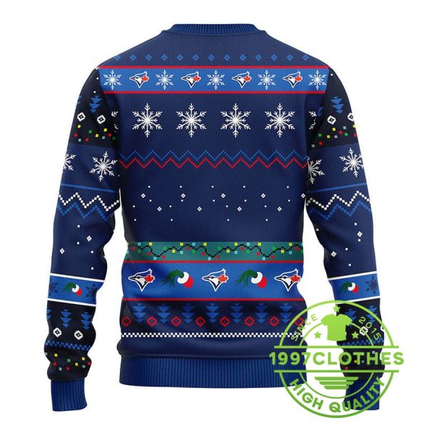 Toronto Blue Jays 12 Grinch Xmas Day Ugly Christmas Sweater, Toronto Blue Jays Ugly Sweater, MLB Christmas Sweater