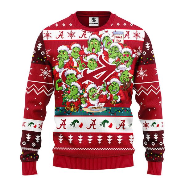 Alabama Crimson Tide 12 Grinch Xmas Day Ugly Christmas Sweater, Alabama Crimson Tide Ugly Sweater, NCAA Ugly Sweater