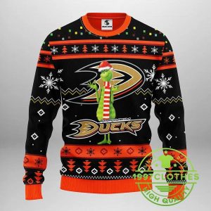 Anaheim Ducks Funny Grinch Ugly Christmas Sweater 1