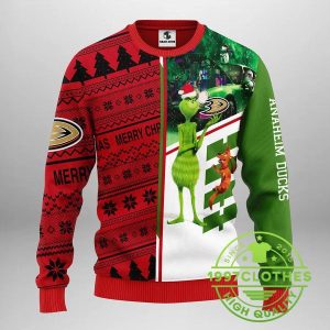 Anaheim Ducks Grinch Scooby doo Ugly Christmas Sweater 1