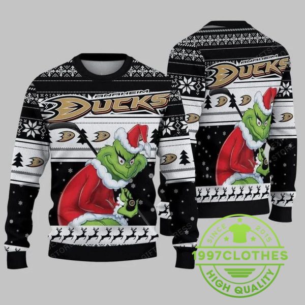 Anaheim Ducks Grinch Stolen Christmas Ugly Sweater, Anaheim Ducks Ugly Sweater, NHL Ugly Sweater