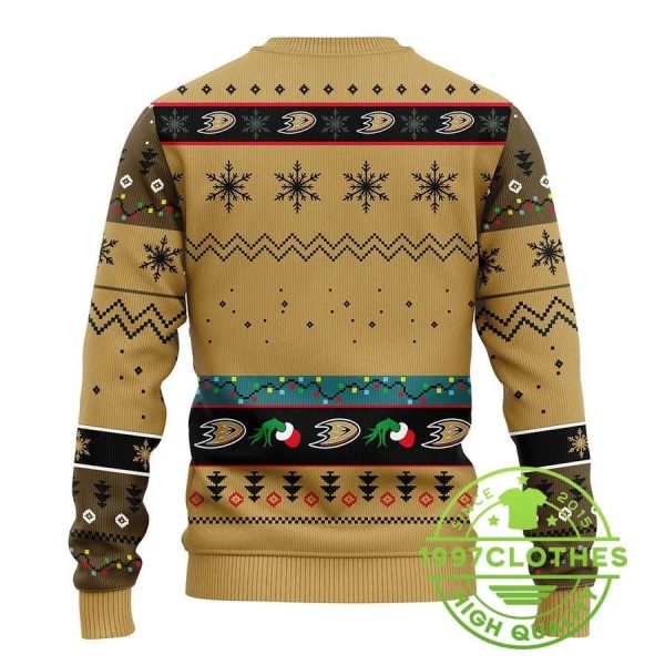 Anaheim Ducks Grinch Ugly Christmas Sweater, Anaheim Ducks Ugly Sweater, NHL Ugly Sweater