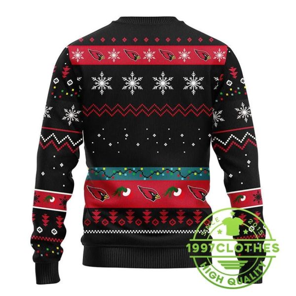 Arizona Cardinals 12 Grinch Xmas Day Ugly Christmas Sweater, Arizona Cardinals Ugly Sweater, NFL Ugly Sweater