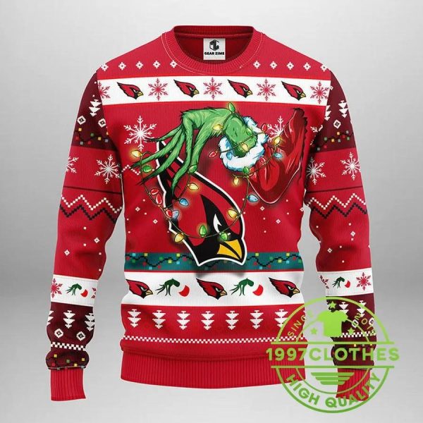 Arizona Cardinals Grinch Ugly Christmas Sweater, Arizona Cardinals Ugly Sweater, NFL Ugly Sweater