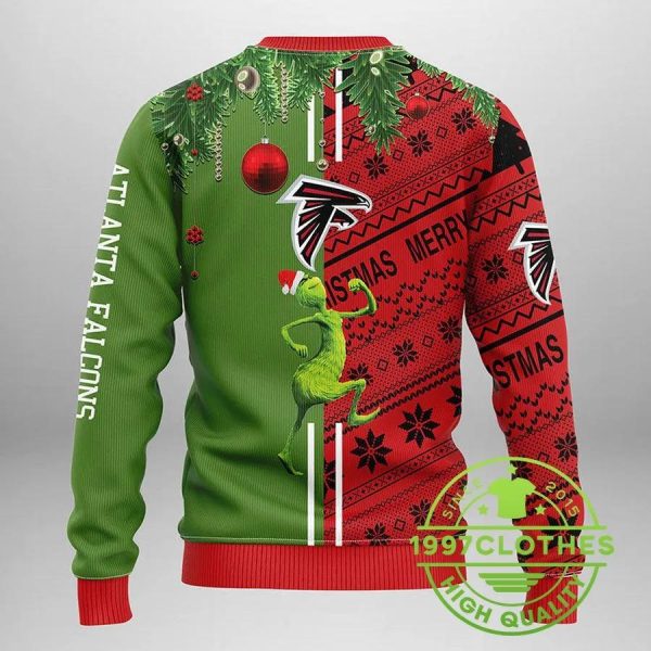 Atlanta Falcons Grinch & Scooby-Doo Ugly Christmas Sweater, Atlanta Falcons Ugly Sweater, NFL Ugly Sweater