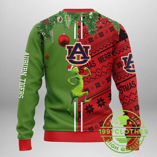 Auburn Tigers Grinch & Scooby-doo Ugly Christmas Sweater, Auburn Tigers Ugly Sweater, NCAA Ugly Sweater