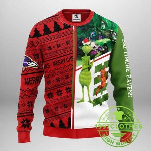 Baltimore Ravens Grinch Scooby Doo Ugly Christmas Sweater 1