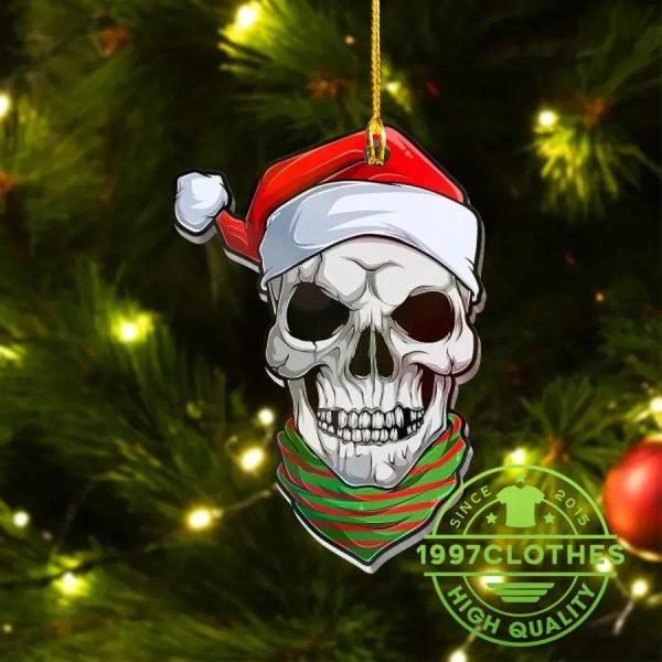 Bandana Skull Christmas Ornament, Skull Christmas Decorations