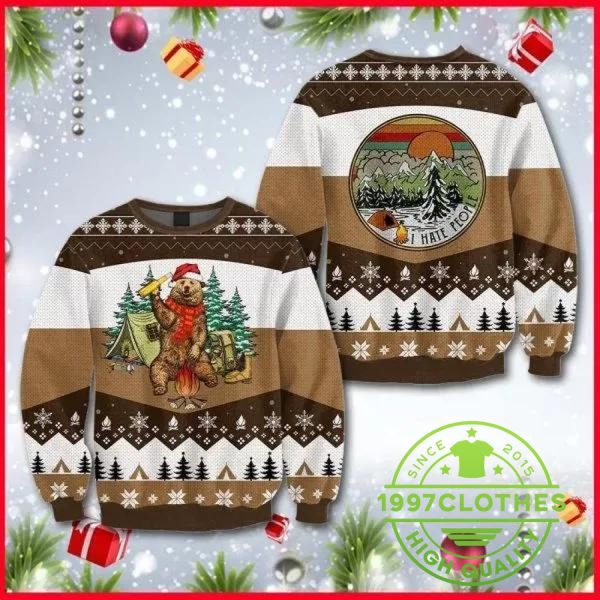 Bear Beer Brown Ugly Christmas Sweater, Beer Ugly Sweater