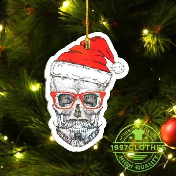 Bearded Santa Skull Christmas Ornament, Skull Christmas Decorations