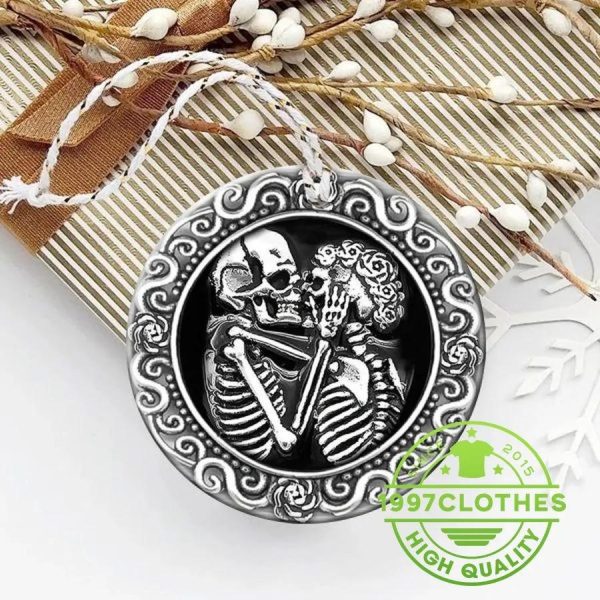 Beauty Skull Couple Anniversary Skull Ornament, Skull Christmas Decorations