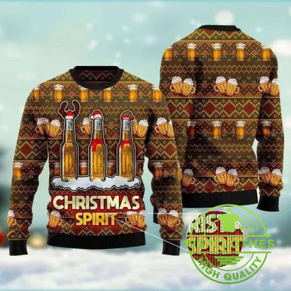 Beer Christmas Spirit Ugly Christmas Sweater, Beer Ugly Sweater