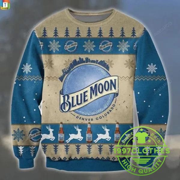 Blue Moon Beer Ugly Christmas Sweater, Beer Ugly Sweater