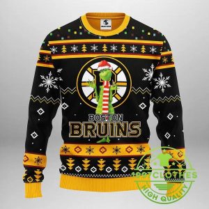 Boston Bruins Funny Grinch Ugly Christmas Sweater 1