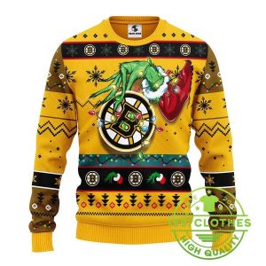 Boston Bruins Grinch Ugly Christmas Sweater 1