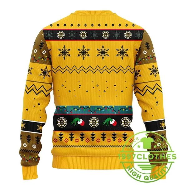 Boston Bruins Grinch Ugly Christmas Sweater, Boston Bruins Ugly Sweater, NHL Ugly Sweater