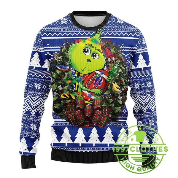 Buffalo Bills Grinch Hug Ugly Christmas Sweater, Buffalo Bills Ugly Sweater, NFL Ugly Sweater