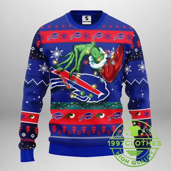 Buffalo Bills Grinch Ugly Christmas Sweater, Buffalo Bills Ugly Sweater, NFL Ugly Sweater