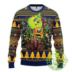 Buffalo Sabres Grinch Hug Ugly Christmas Sweater 1