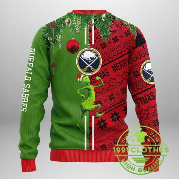 Buffalo Sabres Grinch & Scooby-doo Ugly Christmas Sweater, Buffalo Sabres Ugly Sweater, NHL Ugly Sweater