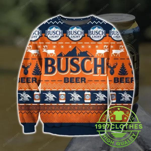 Busch Beer Ugly Christmas Sweater, Busch Christmas Sweaters, Beer Ugly Sweater