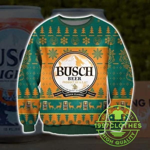 Busch Buck Hunter Ugly Christmas Sweater, Beer Ugly Sweater