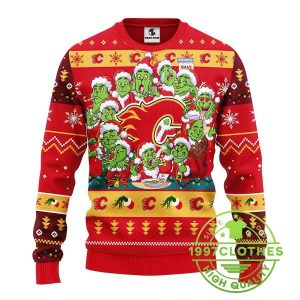 Calgary Flames 12 Grinch Xmas Day Ugly Christmas Sweater 1