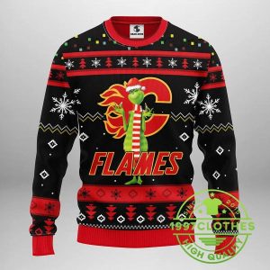 Calgary Flames Funny Grinch Ugly Christmas Sweater 1