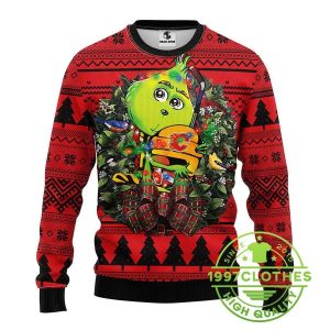 Calgary Flames Grinch Hug Ugly Christmas Sweater 1