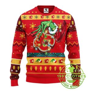 Calgary Flames Grinch Ugly Christmas Sweater 1