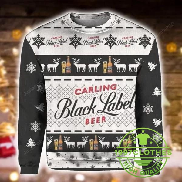 Carling Black Label Ugly Christmas Sweater, Beer Ugly Sweater