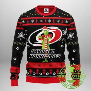 Carolina Hurricanes Funny Grinch Ugly Christmas Sweater 1