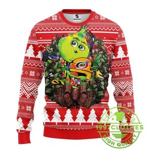 Carolina Hurricanes Grinch Hug Ugly Christmas Sweater 1