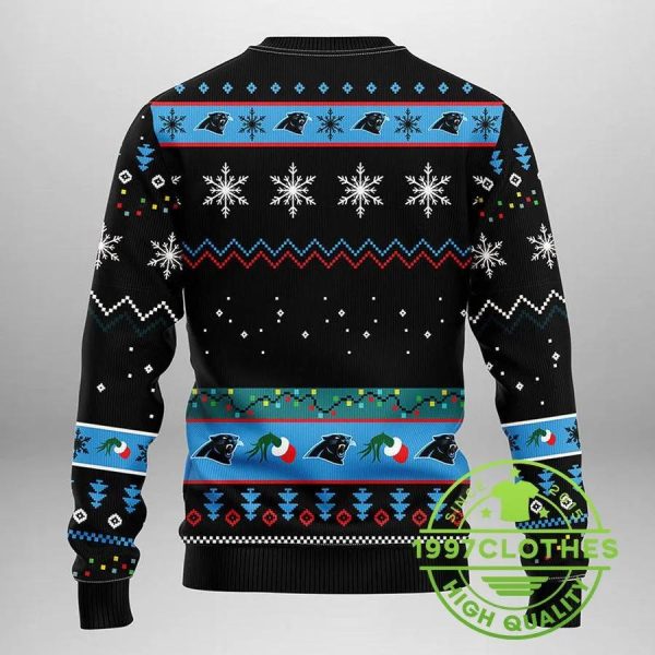 Carolina Panthers Grinch Ugly Christmas Sweater, Carolina Panthers Ugly Sweater, NFL Ugly Sweater