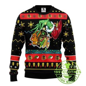 Chicago Blackhawks Grinch Ugly Christmas Sweater 1