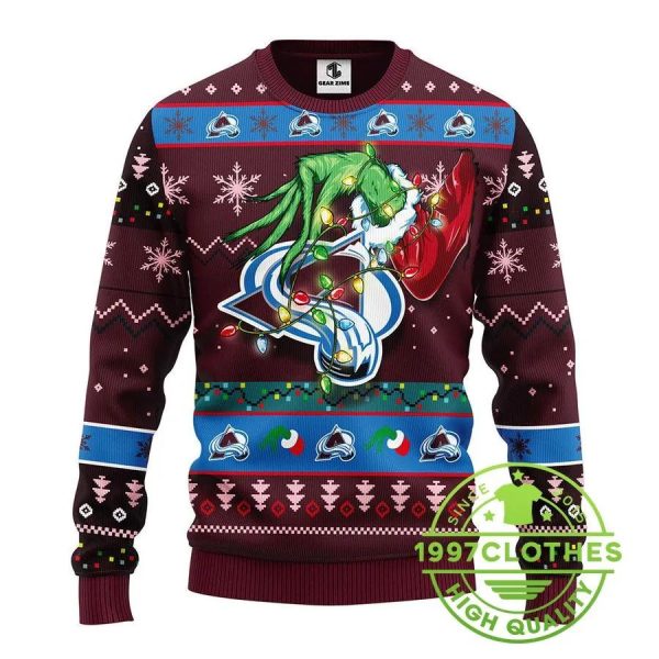 Colorado Avalanche Grinch Ugly Christmas Sweater, Colorado Avalanche Ugly Sweater, NHL Ugly Sweater