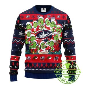 Columbus Blue Jackets 12 Grinch Xmas Day Ugly Christmas Sweater 1