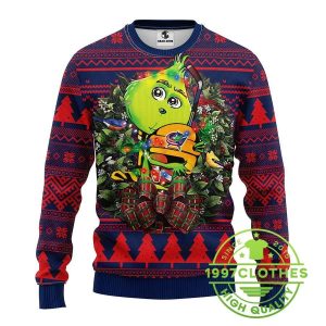 Columbus Blue Jackets Grinch Hug Ugly Christmas Sweater 1