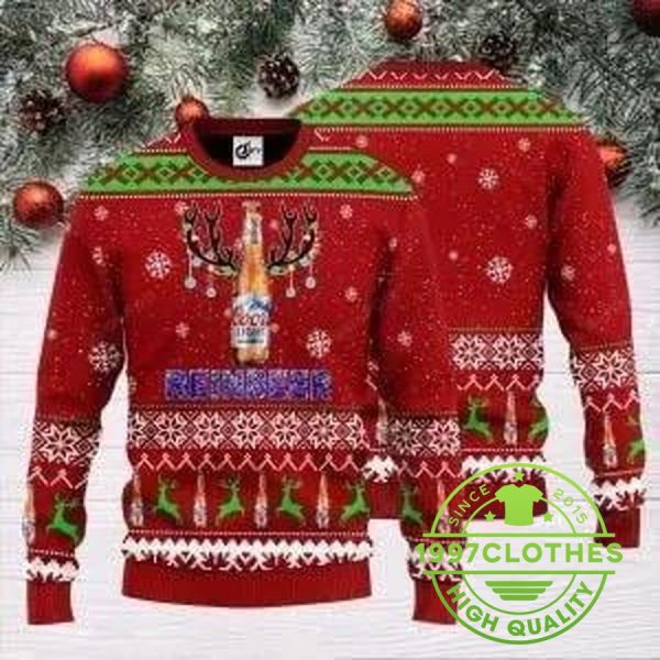 Coors Light Reinbeer Christmas Ugly Christmas Sweater, Coors Light Sweater, Beer Ugly Sweater