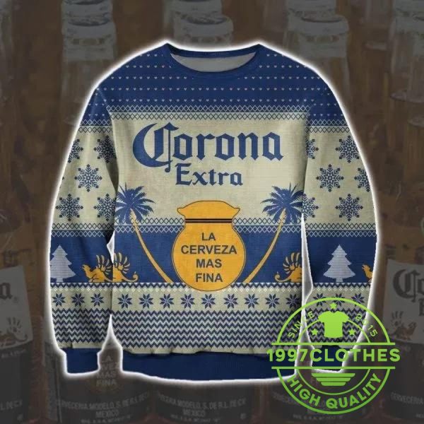 Corona Extra Beer Knitting Ugly Christmas Sweater, Corona Extra Sweater, Beer Ugly Sweater