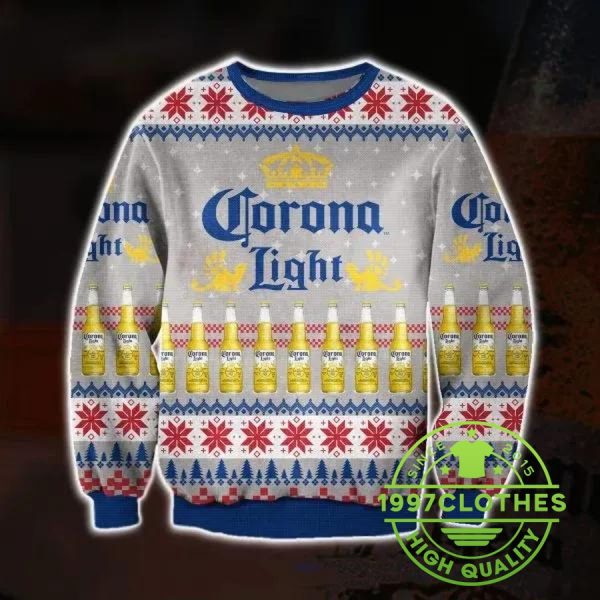 Corona Light Beer Ugly Christmas Sweater, Corona Light Christmas Sweater, Beer Ugly Sweater