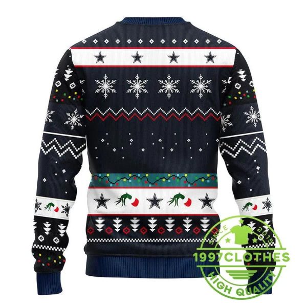 Dallas Cowboys 12 Grinch Xmas Day Ugly Christmas Sweater, Dallas Cowboys Ugly Sweater, NFL Ugly Sweater