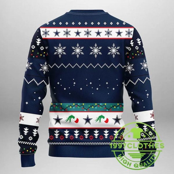 Dallas Cowboys Grinch Ugly Christmas Sweater, Dallas Cowboys Ugly Sweater, NFL Ugly Sweater