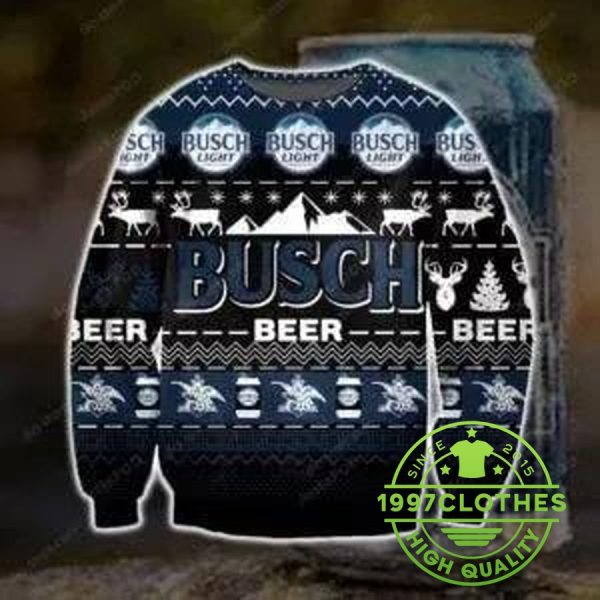 Dark Busch Beer Ugly Christmas Sweater, Busch Christmas Sweaters, Beer Ugly Sweater