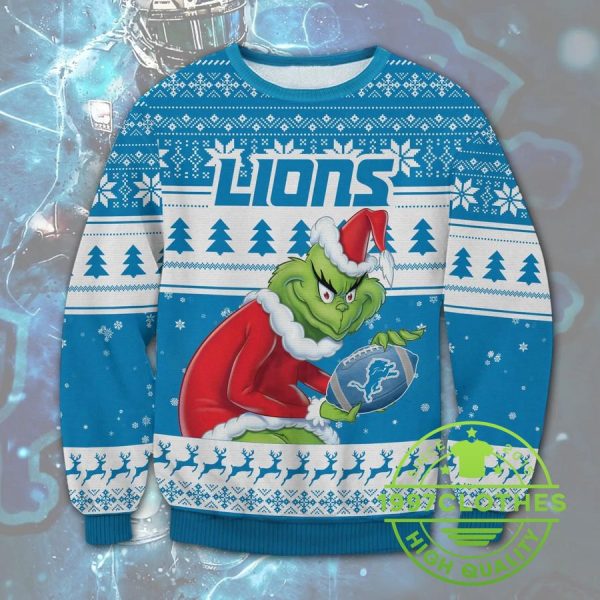 Detroit Lions Grinch Stolen Christmas Ugly Sweater, Detroit Lions Ugly Sweater, NFL Ugly Sweater