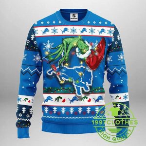 Detroit Lions Grinch Ugly Christmas Sweater 1